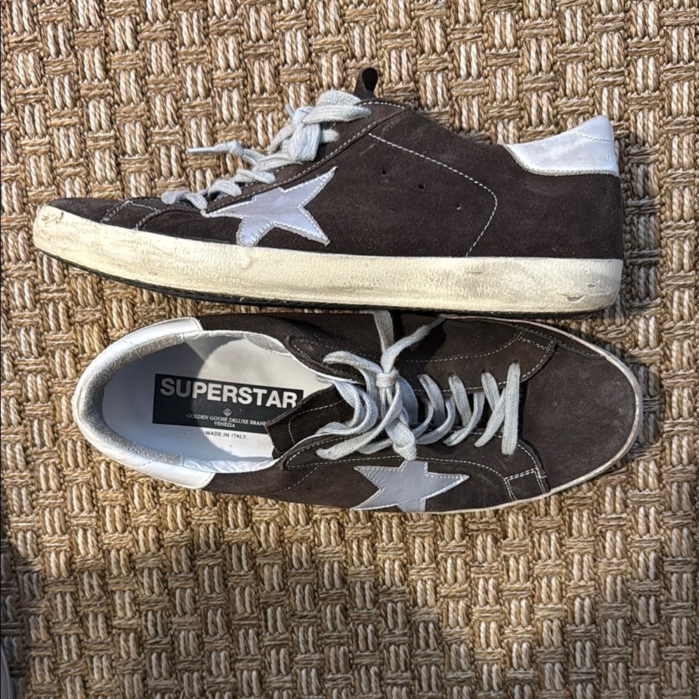 Golden Goose Brown and White Superstar